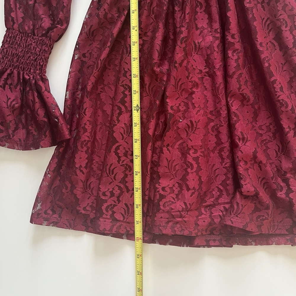 Disney Princess Women's Size S Burgundy Lace Wrap Dress‎ V-Neck Long Sleeve - Picture 9 of 9